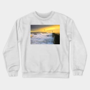 Tynemouth Pier storm in the style of Cezanne Crewneck Sweatshirt